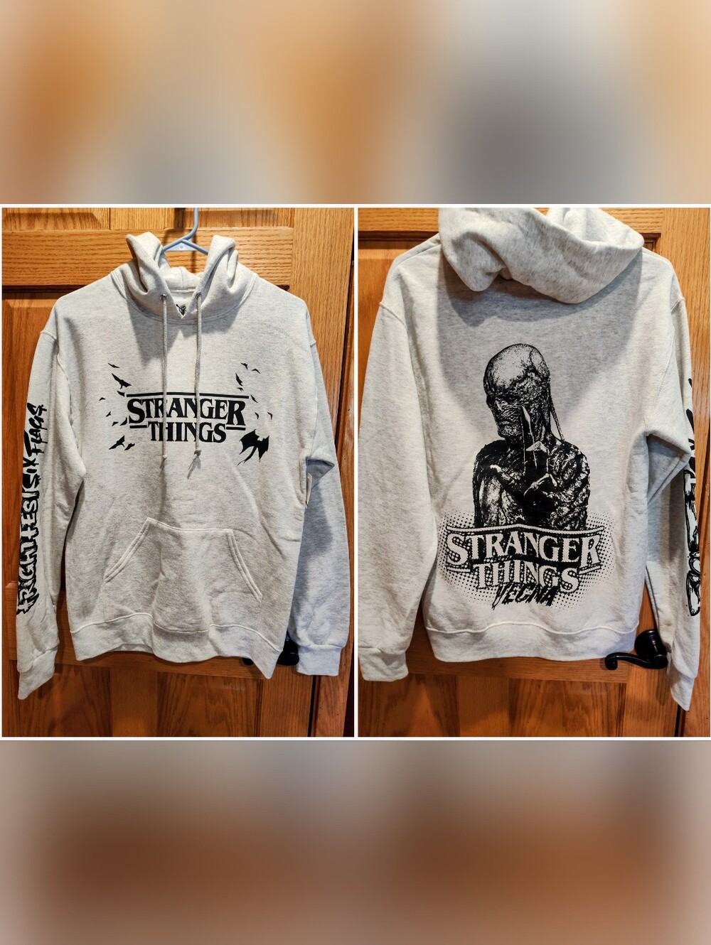 STRANGER THINGS- Vecna- FRIGHT FEST SIX FLAGS hoodie, Heather Gray/Ivory